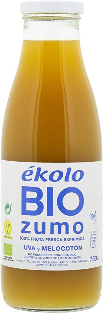ZUMO UVA-MELOCOTÓN BIO,100% EXPRIMIDO, 750ML