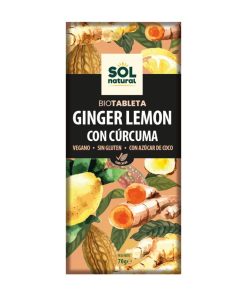 Alternative view of Tableta Chocolate Jengibre Limón Y Cúrcuma Bio 70g Sol Natural